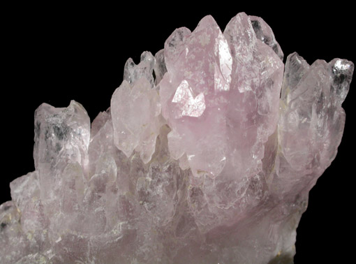 Quartz var. Rose Quartz Crystals from Lavra da Ilha, Taquaral, Jequitinhonha River, Minas Gerais, Brazil