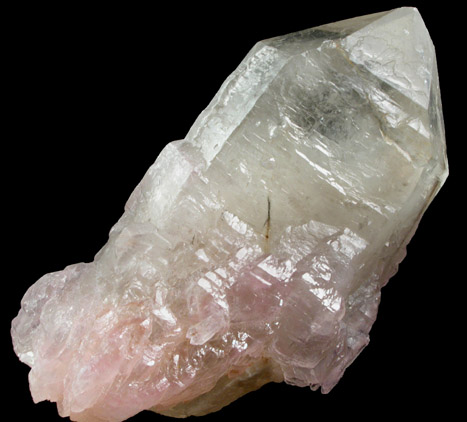 Quartz var. Rose Quartz Crystals on Smoky Quartz from Lavra da Ilha, Taquaral, Jequitinhonha River, Minas Gerais, Brazil