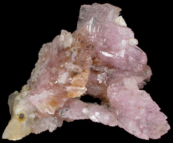 Quartz var. Rose Quartz Crystals from Lavra da Ilha, Taquaral, Jequitinhonha River, Minas Gerais, Brazil