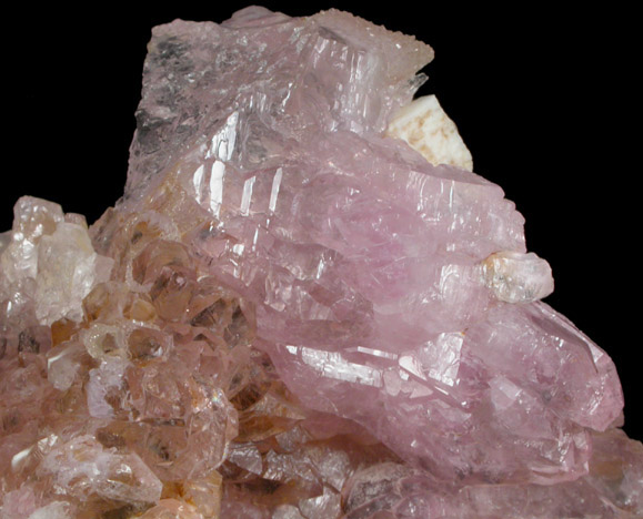 Quartz var. Rose Quartz Crystals from Lavra da Ilha, Taquaral, Jequitinhonha River, Minas Gerais, Brazil