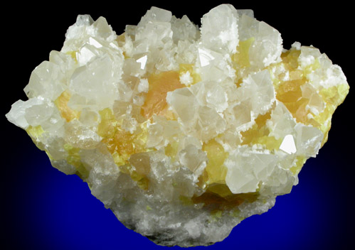 Celestine on Sulfur from La Grasta Mine, Delia, Caltanissetta Province, Sicily, Italy