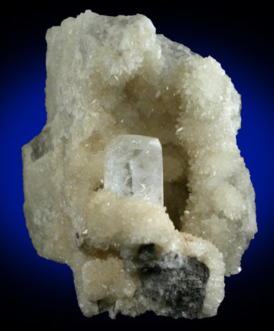 Celestine on Calcite from Cabin's Quarry, Pendleton County, West Virginia