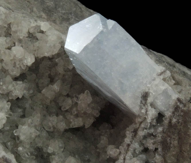 Celestine with Calcite from Route 13 road cut, Chittenengo Falls, Madison County, New York