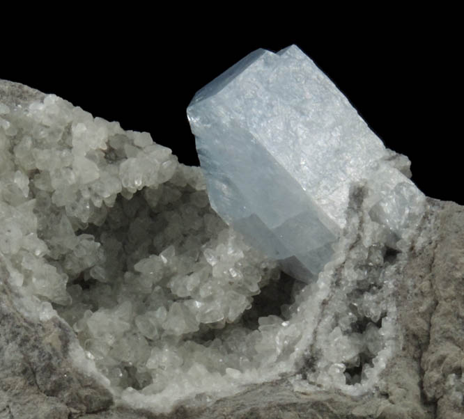 Celestine with Calcite from Route 13 road cut, Chittenengo Falls, Madison County, New York