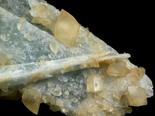 Celestine with Calcite coating from Ottawa Silica Company Quarry, Rockwood, Wayne County, Michigan