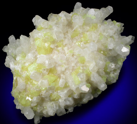 Celestine on Sulfur from Floristella Mine, Valguarnera, Enna Province, Sicily, Italy