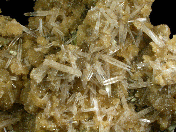 Celestine and Calcite on Sulfur from Machw mine, Tarnobrzeg, Poland