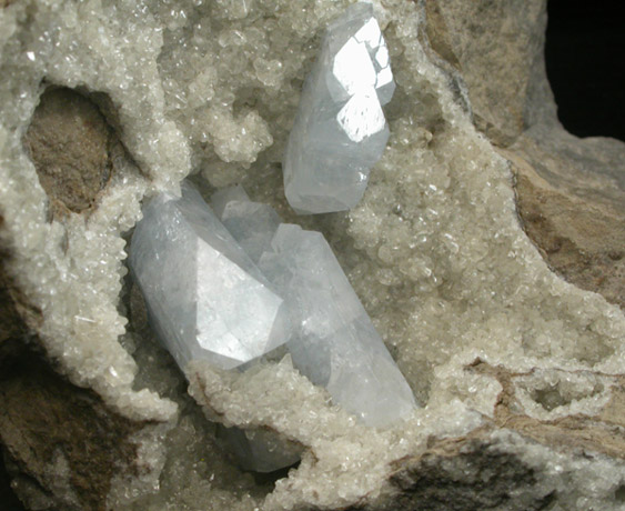 Celestine and Calcite from Route 13 road cut, Chittenengo Falls, Madison County, New York