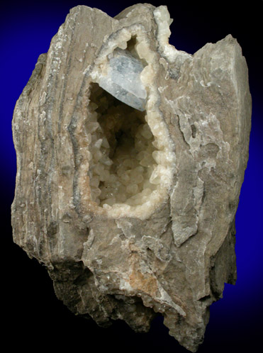 Celestine and Calcite from Route 13 road cut, Chittenengo Falls, Madison County, New York