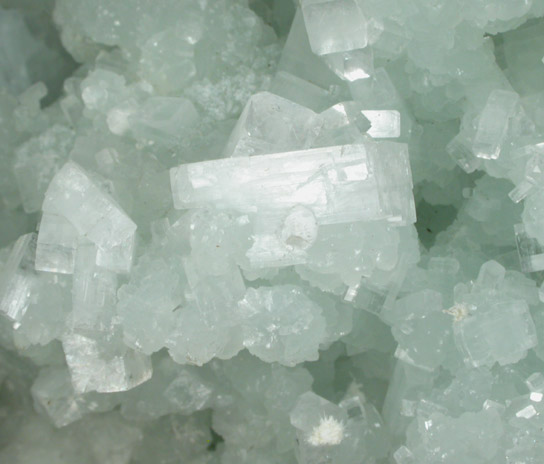 Apophyllite on Prehnite pseudomorphs after Laumontite from Mumbai (Bombay) Quarry, Maharashtra, India