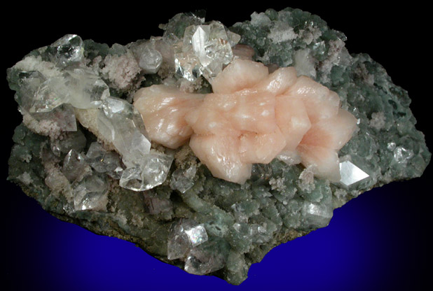 Stilbite-Ca with Apophyllite on Quartz from Jalgaon, Maharashtra, India