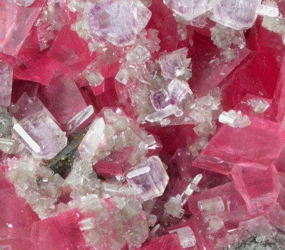 Rhodochrosite with Fluorite and Fluorapatite from Sweet Home Mine, Buckskin Gulch, Alma District, Park County, Colorado