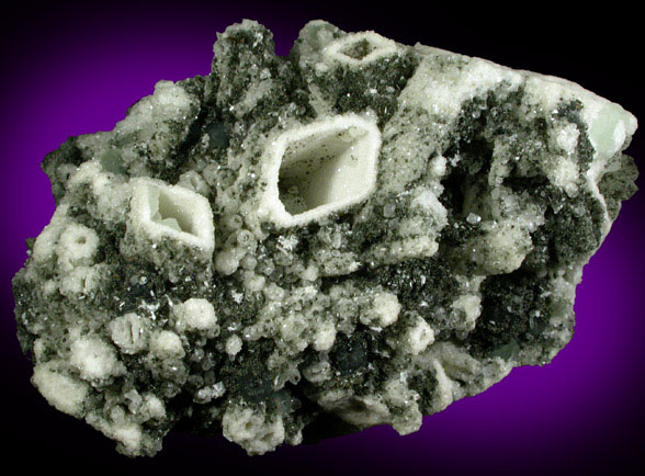 Datolite pseudomorphs after Anhydrite with Prehnite and Actinolite from Prospect Park Quarry, Prospect Park, Passaic County, New Jersey