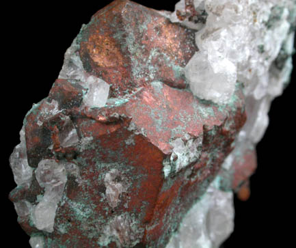 Copper and Calcite from Quincy Mine, Hancock, Keweenaw Peninsula Copper District, Houghton County, Michigan