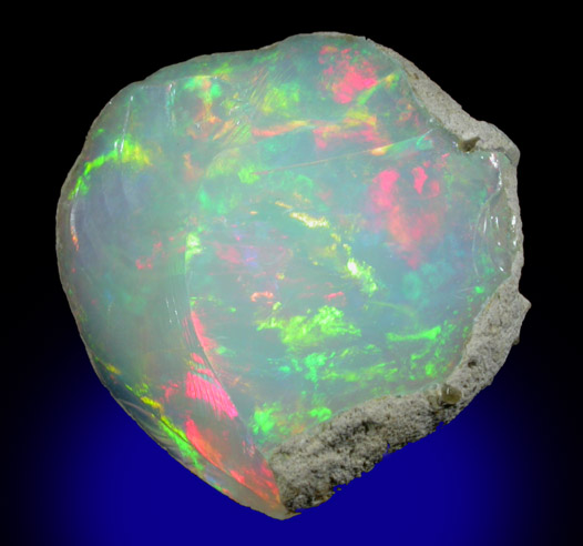 Opal var. Crystal Fire Opal from 570 km north of Addis Ababa, Wello (Wollo), Delanta Plateau, Tigray, Ethiopia