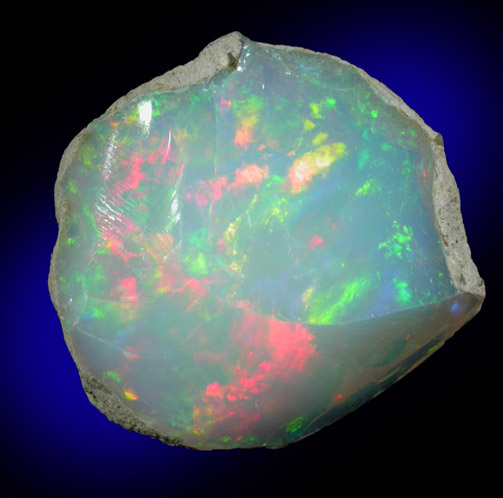 Opal var. Crystal Fire Opal from 570 km north of Addis Ababa, Wello (Wollo), Delanta Plateau, Tigray, Ethiopia