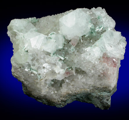 Apophyllite, Prehnite, Heulandite-Ca, Laumontite, Celadonite, Quartz from Prospect Park Quarry, Prospect Park, Passaic County, New Jersey