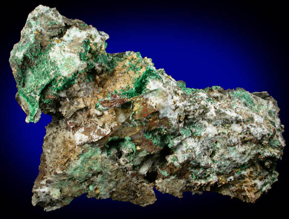 Malachite, Chalcopyrite, Quartz from Ondrick Quarry, Granby, Hampshire County, Massachusetts
