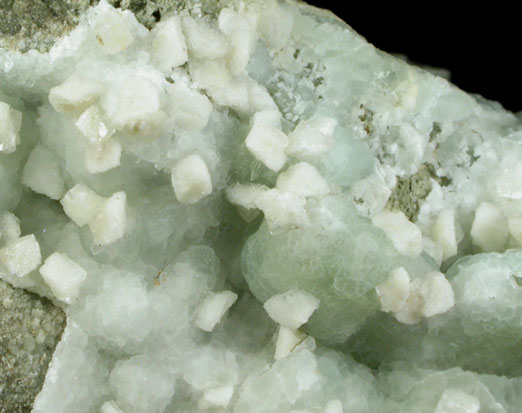 Calcite on Prehnite from Eagle Rock Quarry, West Orange, Essex County, New Jersey
