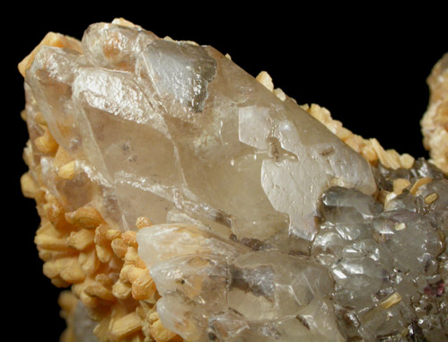 Stilbite-Ca and Calcite from Prospect Park Quarry, Prospect Park, Passaic County, New Jersey