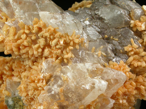 Stilbite-Ca and Calcite from Prospect Park Quarry, Prospect Park, Passaic County, New Jersey