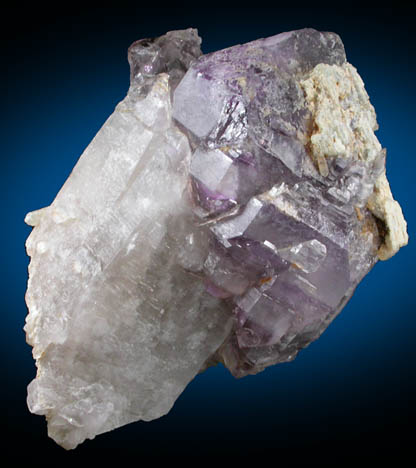 Quartz var. Amethyst over Milky Quartz with Albite from Colton Hill, Stow, Oxford County, Maine