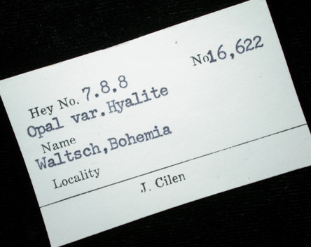 Opal var. Hyalite from Valec (Waltsch), Karlovy Vary, Doupovske Hills, Bohemia, Czech Republic