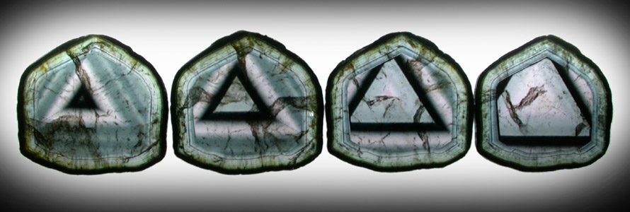 Liddicoatite Tourmaline (set of 4 polished slices from a single crystal) from Alakamisy Itenina, south of Antsirabe, Fianarantsoa, Haute Matsiatra, Madagascar (Type Locality for Liddicoatite = near Antsirab)