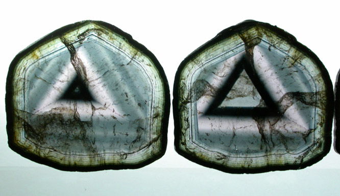 Liddicoatite Tourmaline (set of 4 polished slices from a single crystal) from Alakamisy Itenina, south of Antsirabe, Fianarantsoa, Haute Matsiatra, Madagascar (Type Locality for Liddicoatite = near Antsirab)