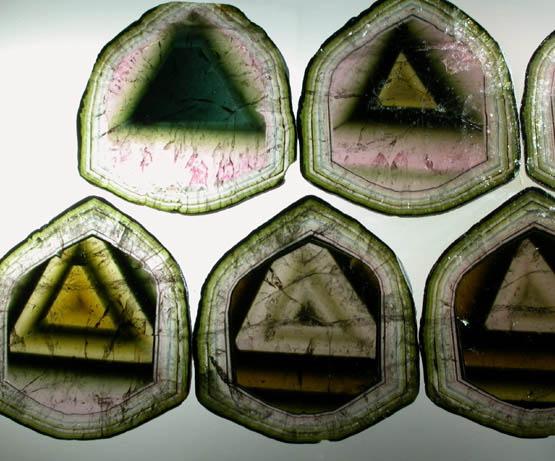 Liddicoatite Tourmaline (set of 7 polished slices from a single crystal) from Alakamisy Itenina, south of Antsirabe, Fianarantsoa, Haute Matsiatra, Madagascar (Type Locality for Liddicoatite = near Antsirab)