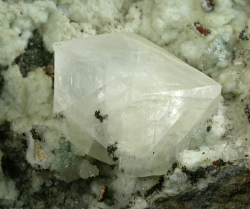 Calcite on Prehnite with Goethite pseudomorphs after Marcasite from Millington Quarry, Bernards Township, Somerset County, New Jersey