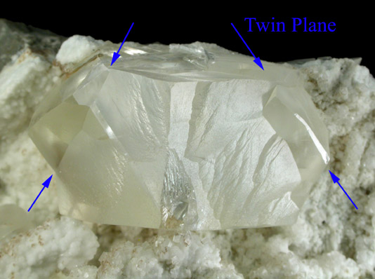 Calcite (twinned crystals) on Datolite from Millington Quarry, Bernards Township, Somerset County, New Jersey