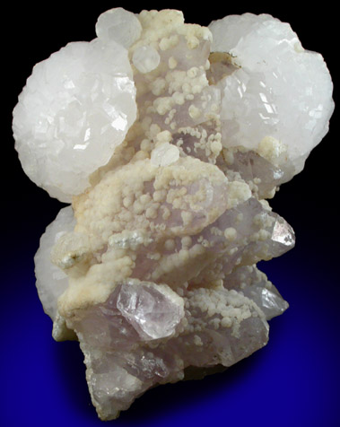 Calcite on Quartz var. Amethyst from Guanajuato, Mexico