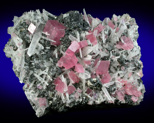 Rhodochrosite with Quartz, Galena, Pyrite from Sweet Home Mine, Buckskin Gulch, Alma District, Park County, Colorado