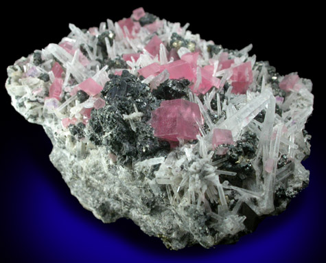 Rhodochrosite with Quartz, Galena, Pyrite from Sweet Home Mine, Buckskin Gulch, Alma District, Park County, Colorado