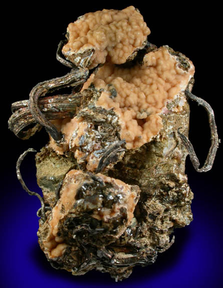 Silver with Calcite from Uchucchaqua Mine, Oyon Province, Lima Department, Peru