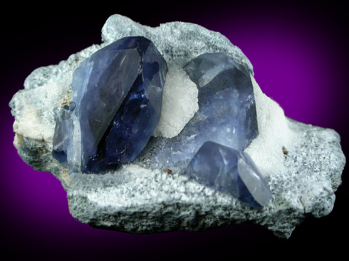 Benitoite in Natrolite from Benitoite Gem Mine, San Benito County, California (Type Locality for Benitoite)