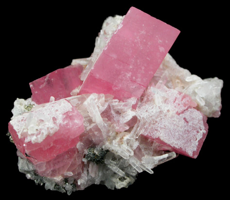 Rhodochrosite on Quartz from Sweet Home Mine, Buckskin Gulch, Alma District, Park County, Colorado