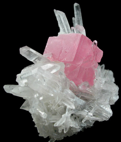 Rhodochrosite on Quartz and Pyrite from Sweet Home Mine, Buckskin Gulch, Alma District, Park County, Colorado