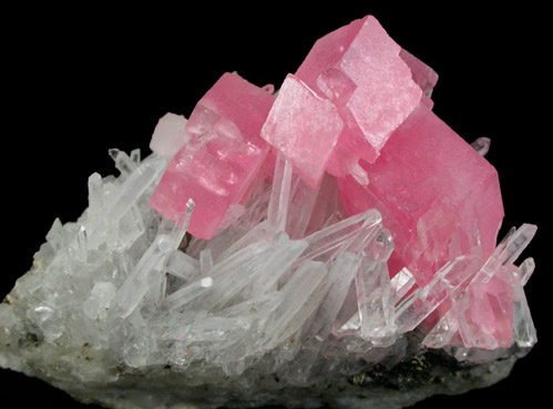 Rhodochrosite on Quartz from Sweet Home Mine, Buckskin Gulch, Alma District, Park County, Colorado