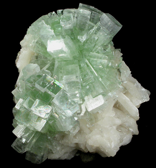 Apophyllite on Stilbite-Ca from Momin Akhada, near Rahuri, 50 km north of Ahmednagar, Maharashtra, India (Type Locality for Collected ca. 2001)