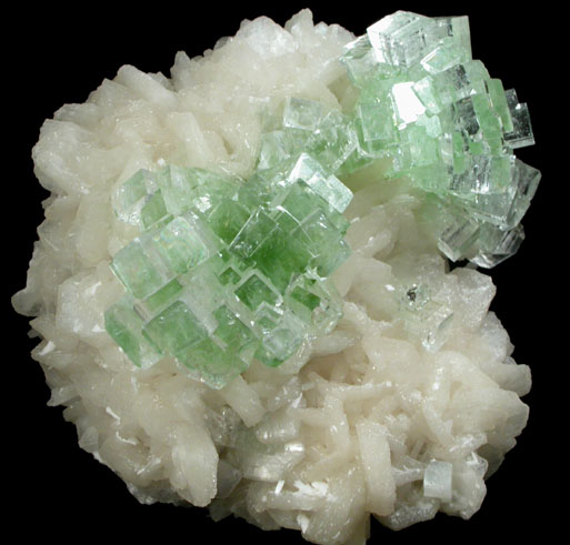 Apophyllite on Stilbite-Ca from Momin Akhada, near Rahuri, 50 km north of Ahmednagar, Maharashtra, India (Type Locality for Collected ca. 2001)