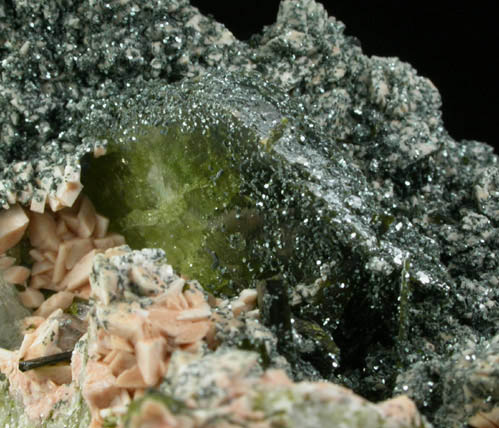 Titanite var. Sphene with Orthoclase var. Adularia, Epidote, Chlorite from Tujetsch (Tavetsch), Grischun (Graubnden), Switzerland (Type Locality for Sphene)