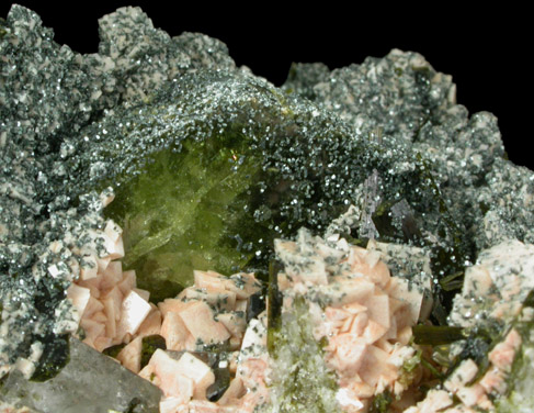 Titanite var. Sphene with Orthoclase var. Adularia, Epidote, Chlorite from Tujetsch (Tavetsch), Grischun (Graubnden), Switzerland (Type Locality for Sphene)