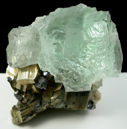 Fluorite on Pyrite with Galena from Naica District, Saucillo, Chihuahua, Mexico