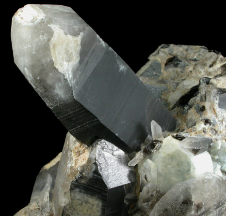 Quartz var. Smoky with Fluorapatite from Lord Hill Quarry, Stoneham, Oxford County, Maine