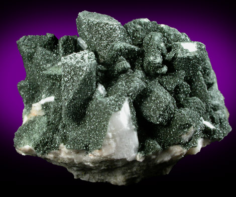 Albite var. Pericline-habit with Chlorite coating from Warren Bros. Quarry, Acushnet, Bristol County, Massachusetts