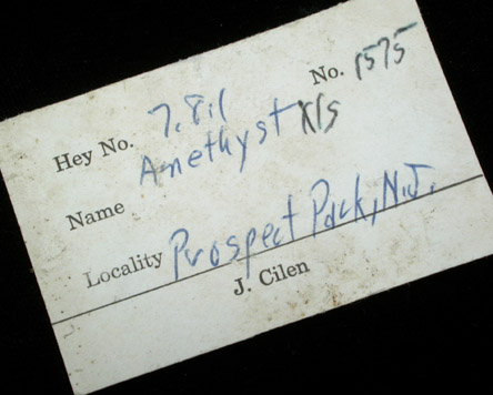 Quartz var. Amethyst from Prospect Park Quarry, Prospect Park, Passaic County, New Jersey