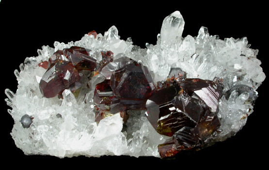 Sphalerite on Quartz with Galena from Rucheng Mine, Nuanshui, Hunan, China