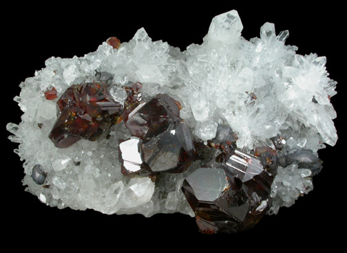 Sphalerite on Quartz with Galena from Rucheng Mine, Nuanshui, Hunan, China